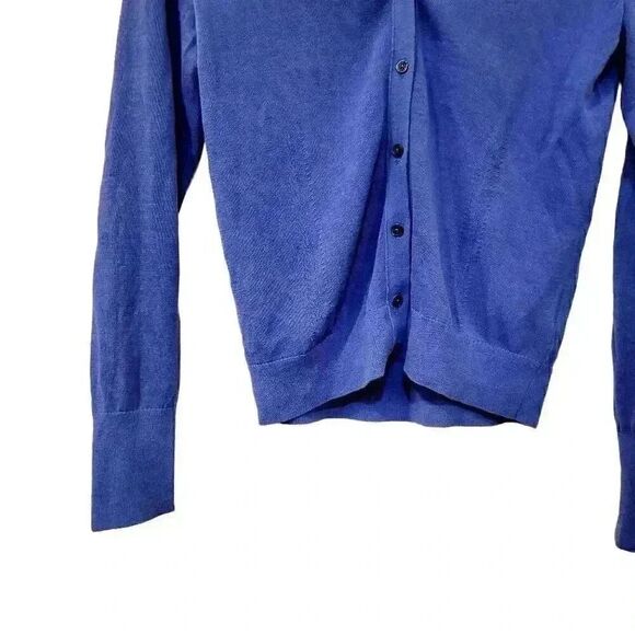 Banana Republic Women's Cornflower Blue Cotton/Nylon V-Neck Button Down Cardigan - Picture 4 of 10